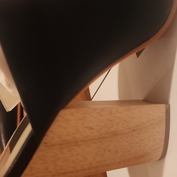 NIB Dolce Vida "Enyo" Black Leather Pointed Toe Mules Wood Heels 9.5M - Picture 4 of 13